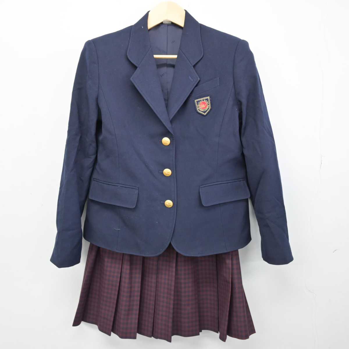 【中古】群馬県 高崎健康福祉大学高崎高等学校 女子制服 3点 (ブレザー・ニット・スカート) sf051099