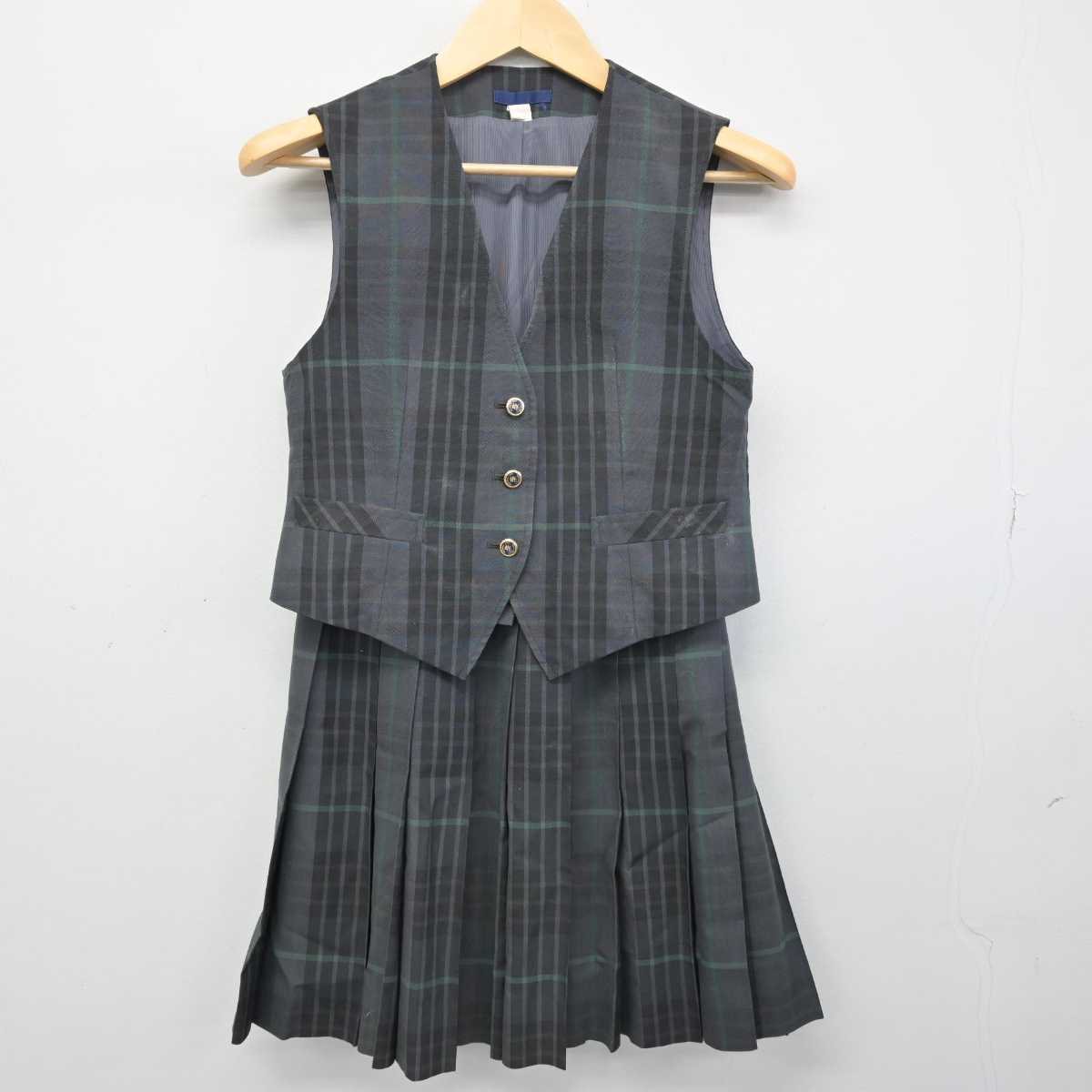 【中古】千葉県 専修大学松戸高等学校 女子制服 2点 (ベスト・スカート) sf051117