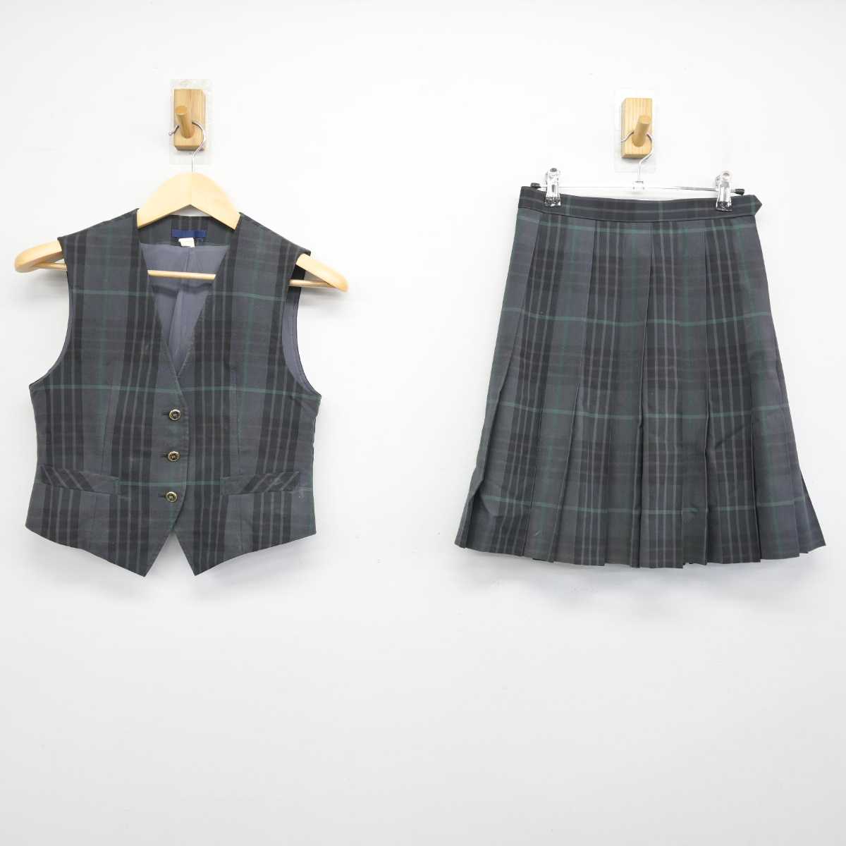 【中古】千葉県 専修大学松戸高等学校 女子制服 2点 (ベスト・スカート) sf051117