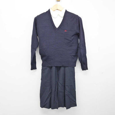 【中古】鹿児島県 鹿児島南高等学校 女子制服 3点 (ニット・シャツ・ジャンパースカート) sf051148