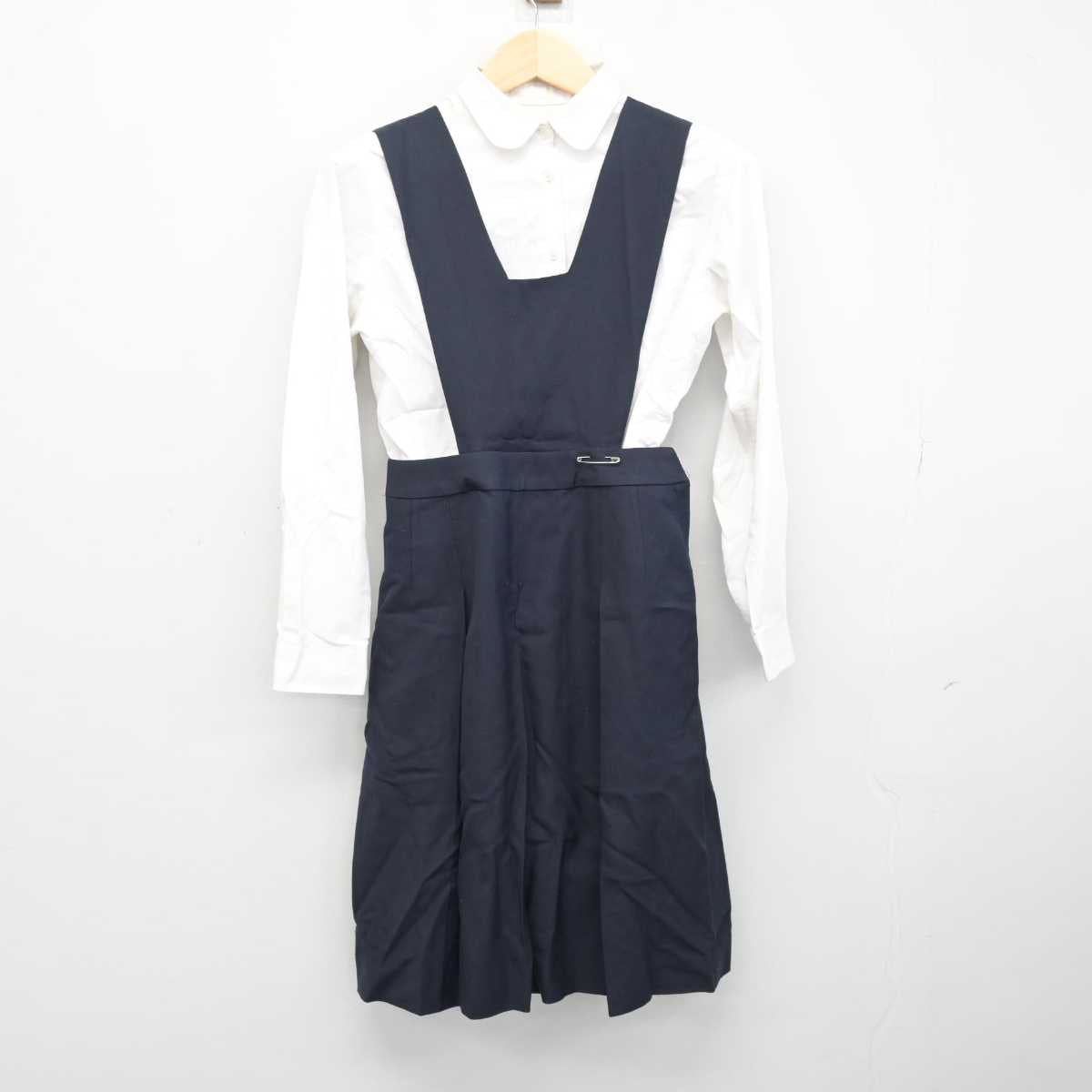 【中古】鹿児島県 鹿児島南高等学校 女子制服 3点 (ニット・シャツ・ジャンパースカート) sf051148