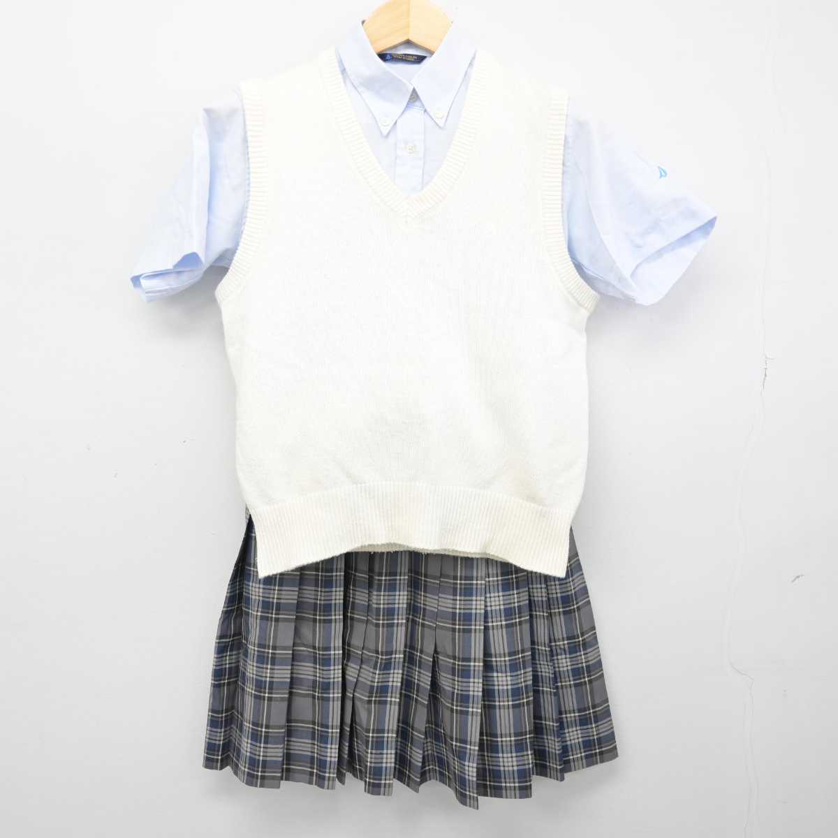 【中古】神奈川県 湘南学院高等学校 女子制服 3点 (シャツ・ニットベスト・スカート) sf051194