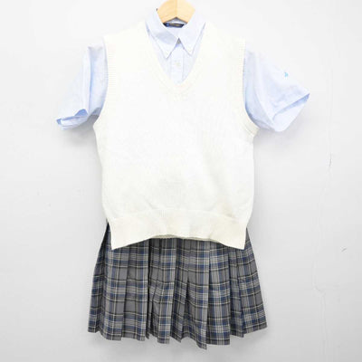 【中古】神奈川県 湘南学院高等学校 女子制服 3点 (シャツ・ニットベスト・スカート) sf051194