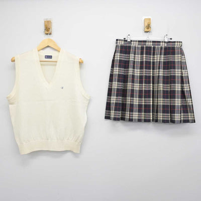 【中古】千葉県 千葉商科大学付属高等学校 女子制服 2点 (ニットベスト・スカート) sf051244