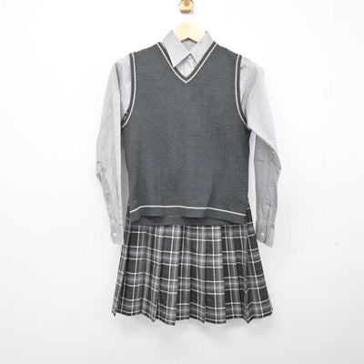 【中古】兵庫県 神戸龍谷高等学校 女子制服 3点 (シャツ・ニットベスト・スカート) sf051341