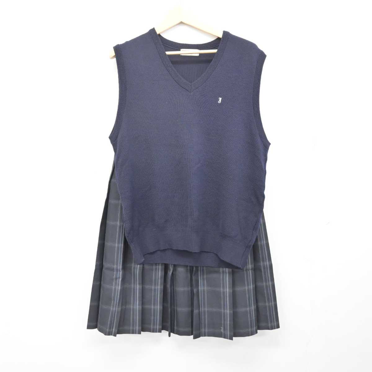 【中古】新潟県 古川学園 上越高等学校 女子制服 2点 (ニットベスト・スカート) sf051350