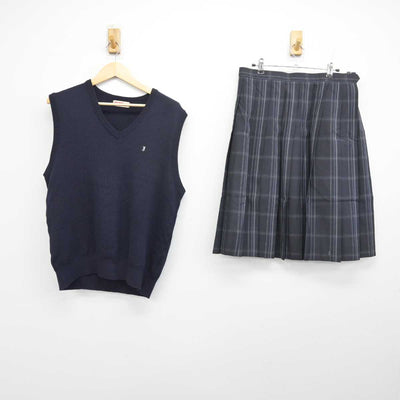 【中古】新潟県 古川学園 上越高等学校 女子制服 2点 (ニットベスト・スカート) sf051350