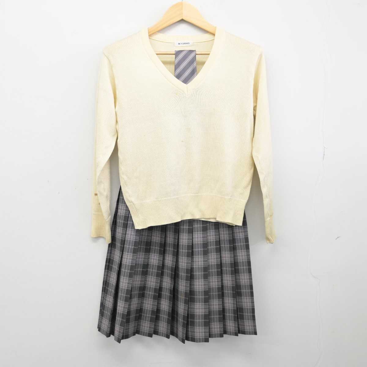 【中古】東京都 淑徳中学校・高等学校 女子制服 3点 (ニット・スカート) sf051374