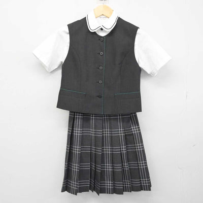 【中古】神奈川県 鎌倉女子大学中等部 女子制服 3点 (ベスト・シャツ・スカート) sf051425