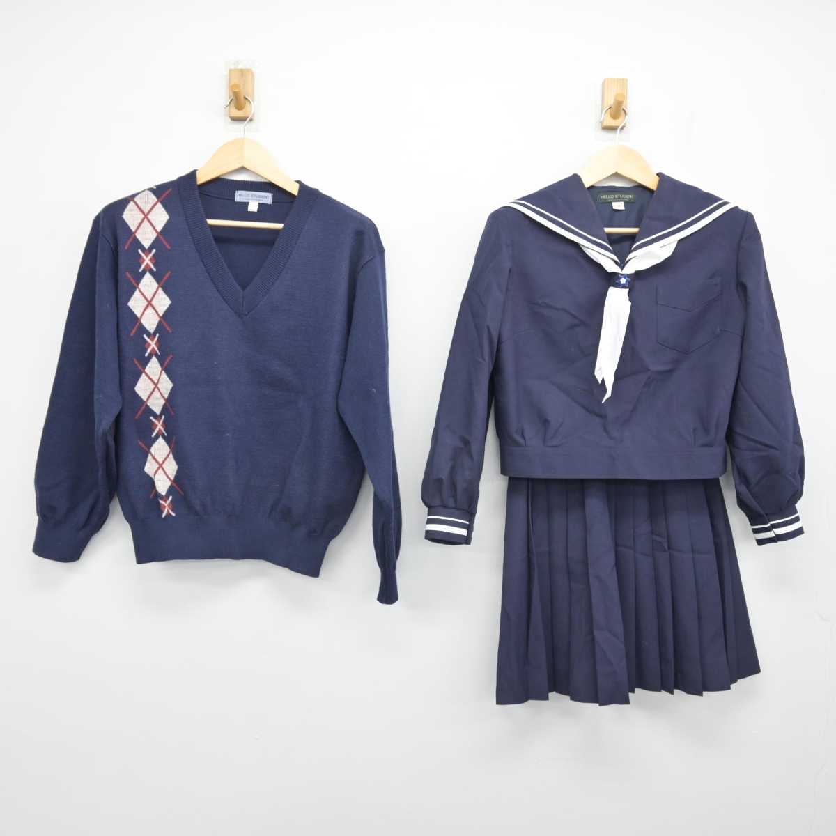 【中古】石川県 遊学館高等学校 女子制服 5点 (セーラー服・ニット・スカート) sf051479