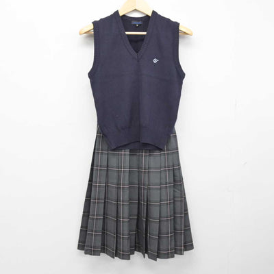 【中古】北海道 帯広大谷高等学校 女子制服 3点 (ニット・ニットベスト・スカート) sf051501