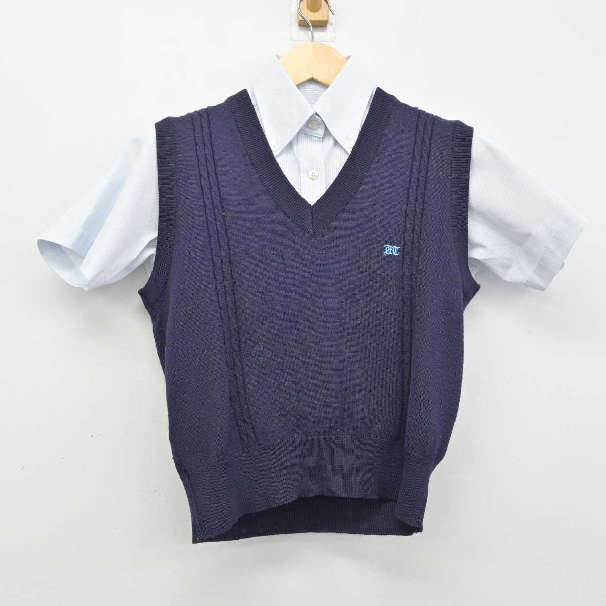 【中古】埼玉県 花崎徳栄高等学校 女子制服 2点 (ニットベスト・シャツ) sf051513