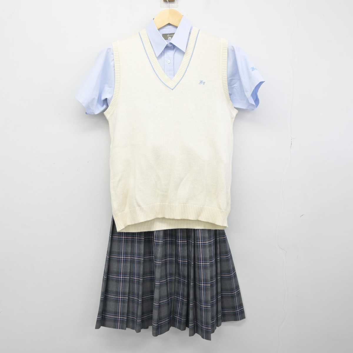 【中古】東京都 深川第八中学校 女子制服 3点 (ニットベスト・シャツ・スカート) sf051519