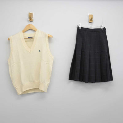 【中古】東京都 専修大学附属高等学校 女子制服 2点 (ニットベスト・スカート) sf051527