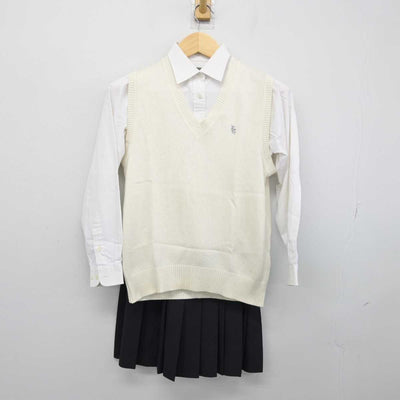 【中古】大阪府 賢明学院中学校・高等学校 女子制服 3点 (ニットベスト・シャツ・スカート) sf051550