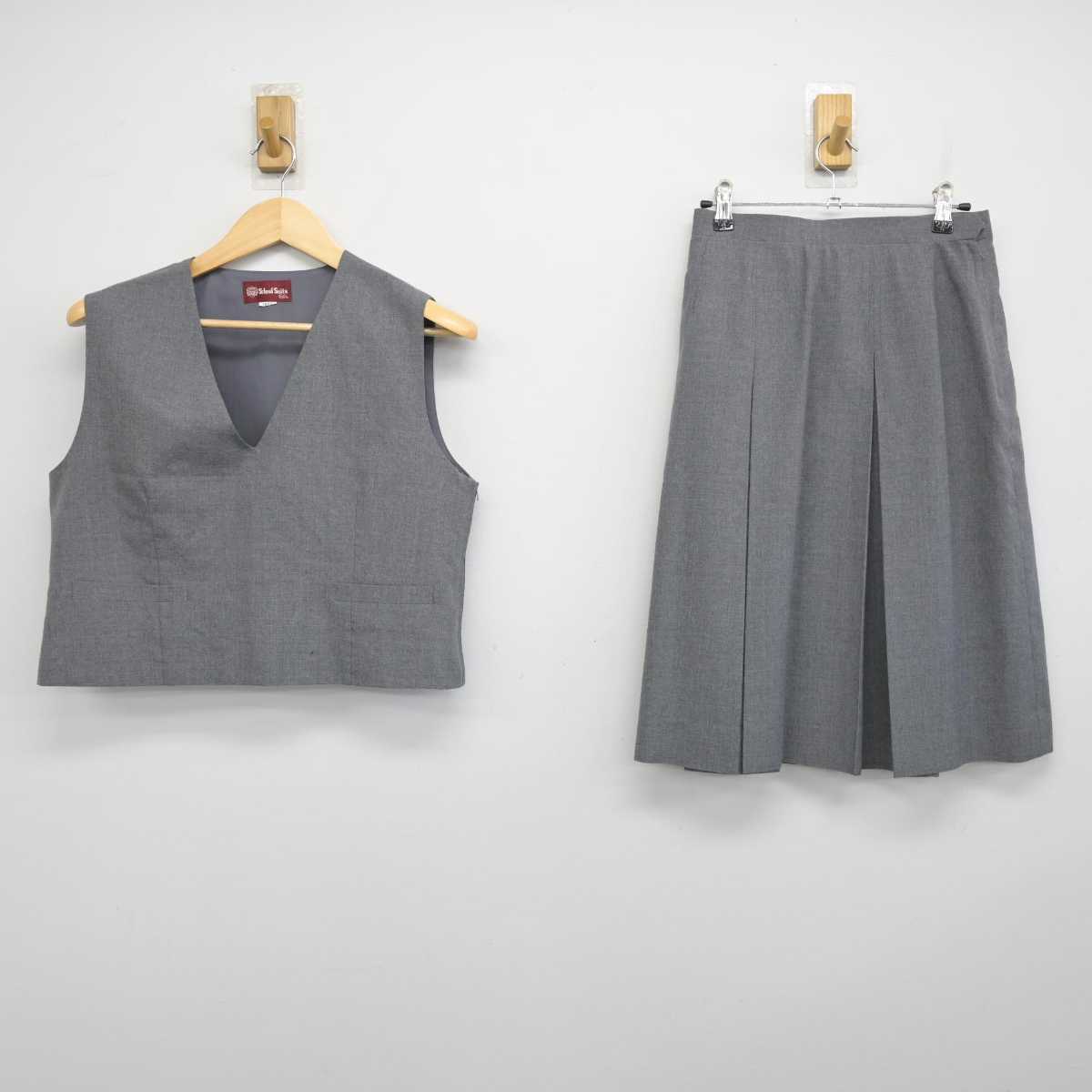 【中古】千葉県 下貝塚中学校 女子制服 2点 (ベスト・スカート) sf051614