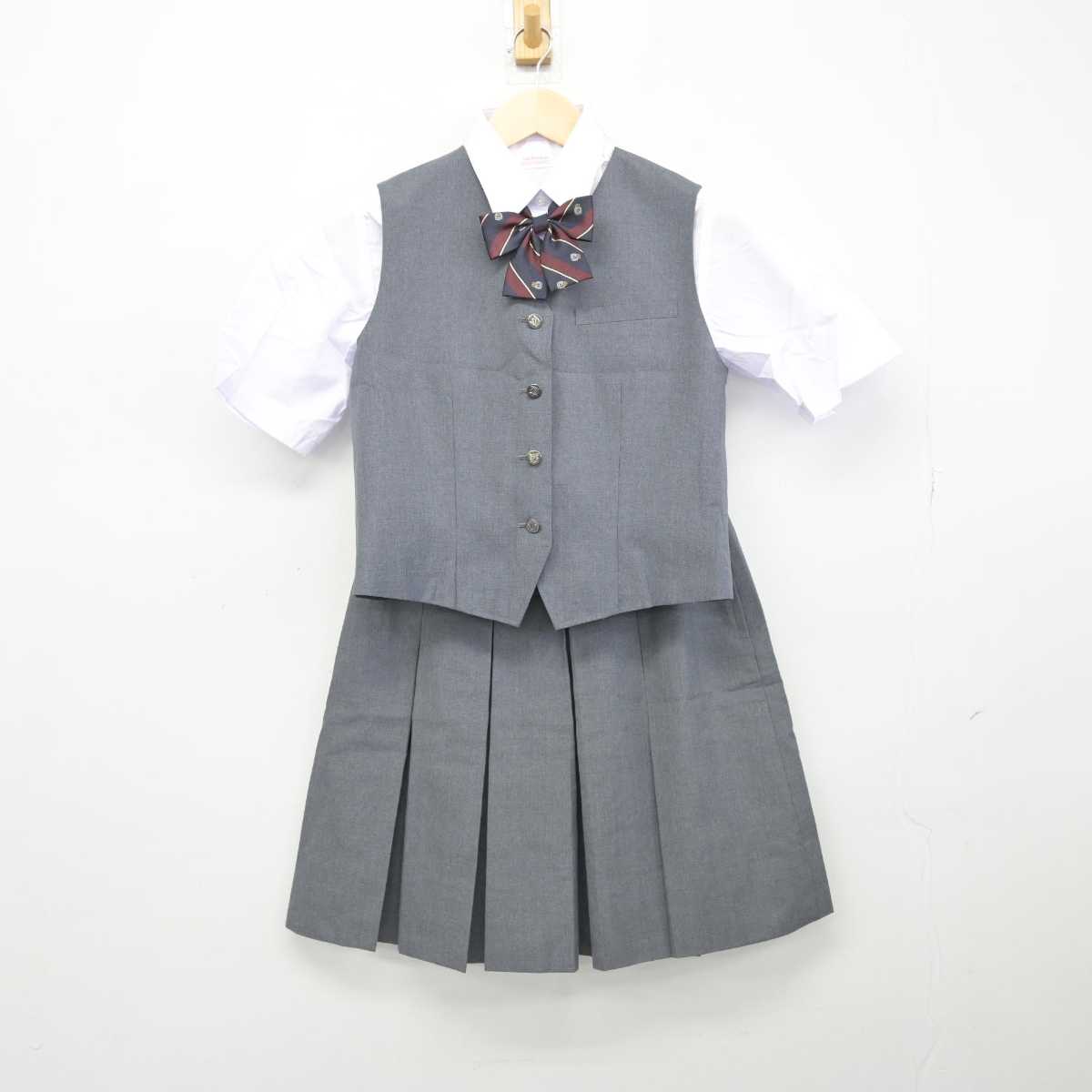 【中古】神奈川県 上溝高等学校 女子制服 5点 (シャツ・ベスト・スカート) sf051618