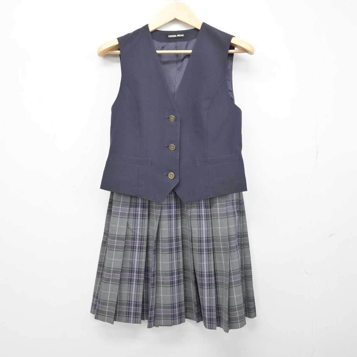 【中古】東京都 小平第二中学校 女子制服 2点 (ベスト・スカート) sf051629