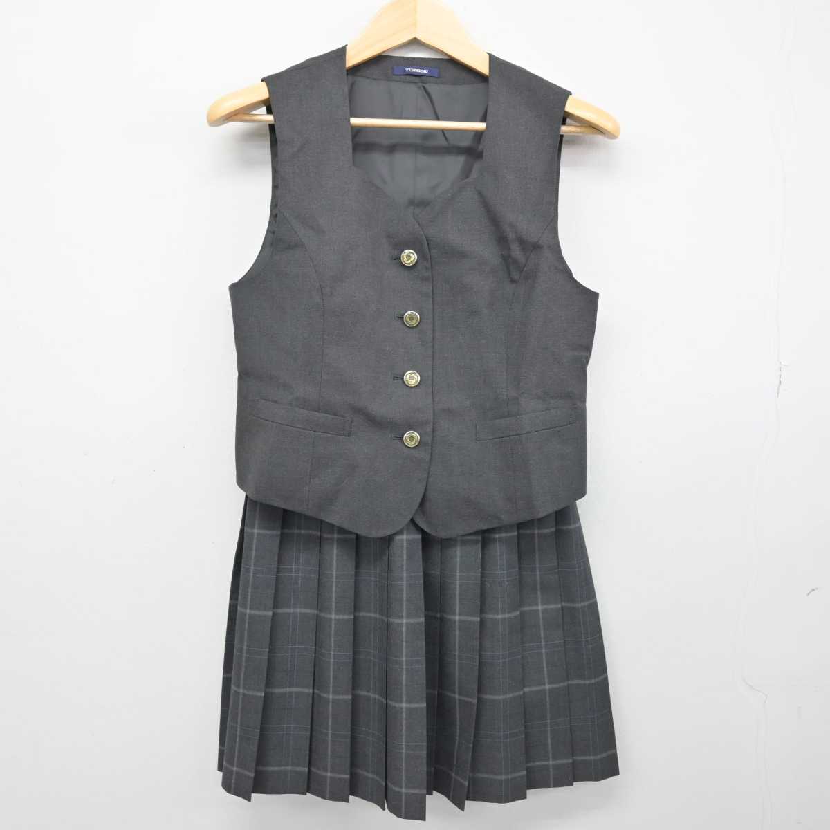 【中古】東京都 総合芸術高等学校 女子制服 2点 (ベスト・スカート) sf051636