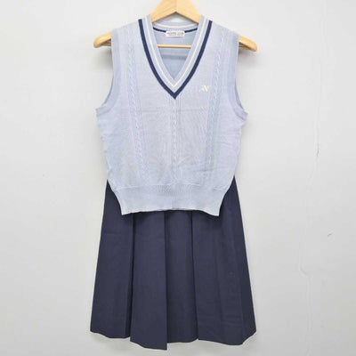 【中古】静岡県 磐田西高等学校 女子制服 2点 (ニットベスト・スカート) sf051648