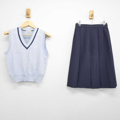 【中古】静岡県 磐田西高等学校 女子制服 2点 (ニットベスト・スカート) sf051648