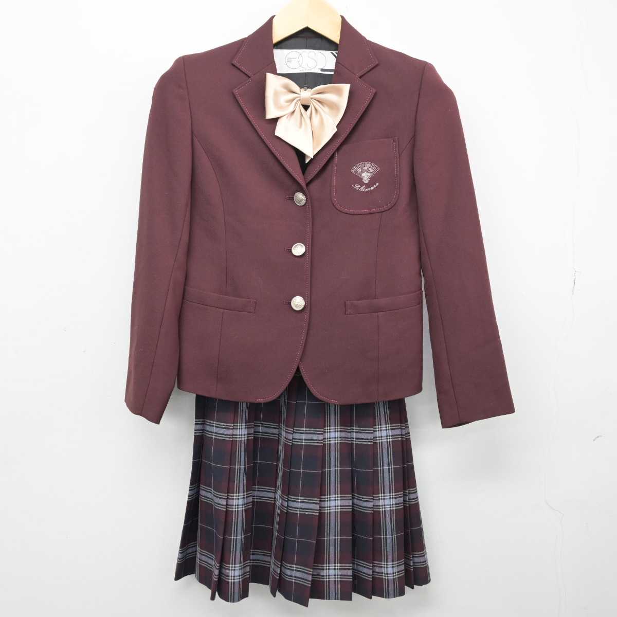 【中古】愛知県 名古屋経済大学市邨高等学校 女子制服 4点 (ブレザー・ニット・スカート) sf051659