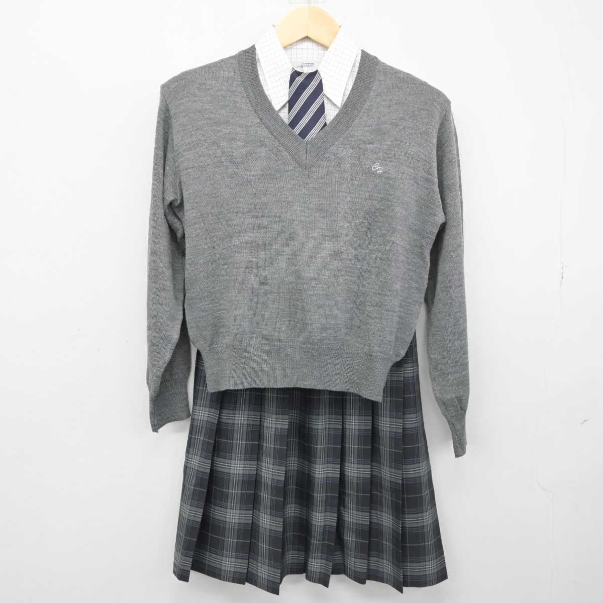 【中古】千葉県 銚子高等学校 女子制服 5点 (ブレザー・ニット・シャツ・スカート) sf051671