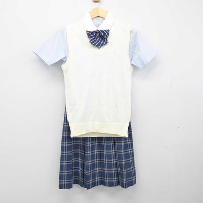 【中古】東京都 立川女子高等学校 女子制服 4点 (ニットベスト・シャツ・スカート) sf051707