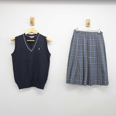 【中古】千葉県 入船中学校 女子制服 2点 (ニットベスト・スカート) sf051726