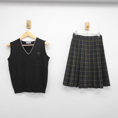 【中古】京都府 京都光華中学校・高等学校 女子制服 2点 (ニットベスト・スカート) sf051729