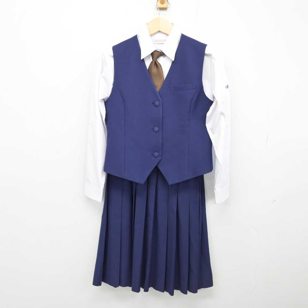 【中古】千葉県 千葉女子高等学校 女子制服 5点 (ブレザー・ベスト・シャツ・スカート) sf051744