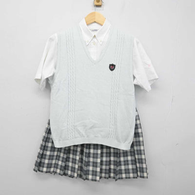 【中古】東京都 日本大学豊山女子中学校・高等学校 女子制服 3点 (ニットベスト・シャツ・スカート) sf051759