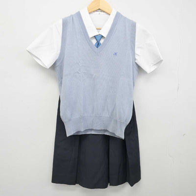 【中古】東京都 共立女子高等学校 女子制服 4点 (ニットベスト・シャツ・スカート) sf051770