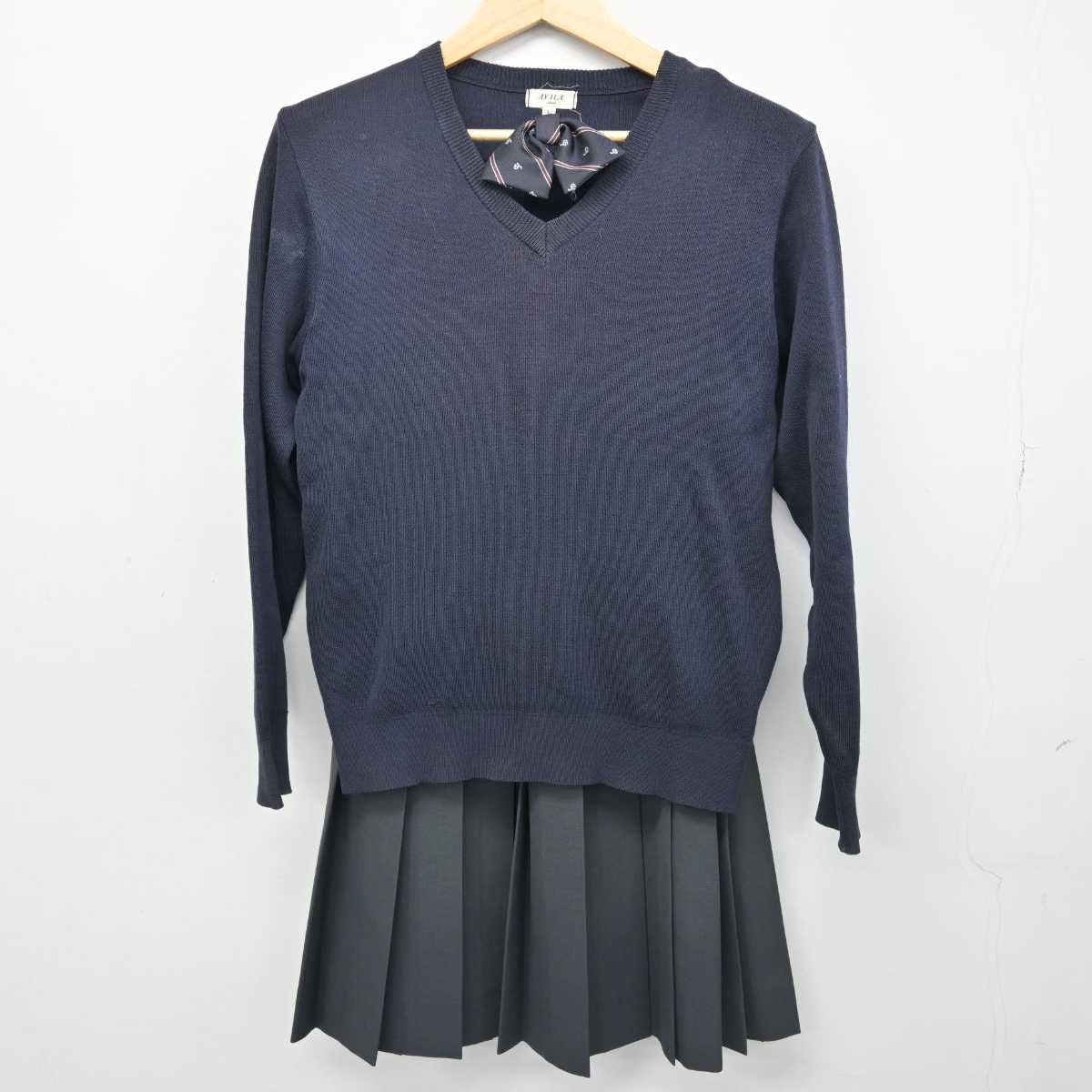 【中古】兵庫県 須磨学園高等学校 女子制服 3点 (ニット・スカート) sf051811