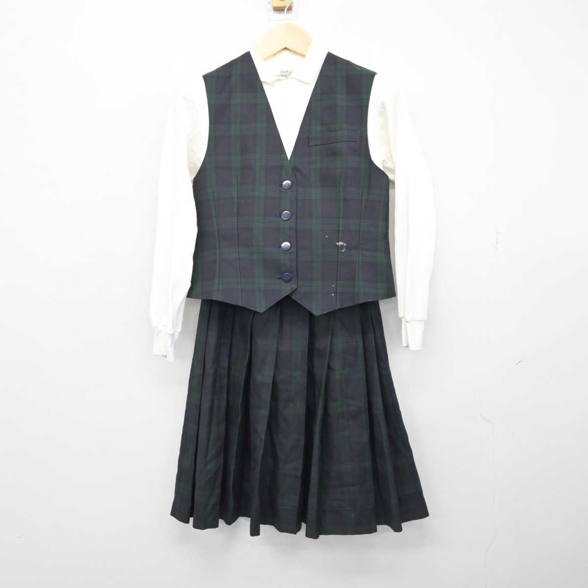 【中古】神奈川県 岩戸中学校 女子制服 4点 (ブレザー・シャツ・ベスト・スカート) sf051828