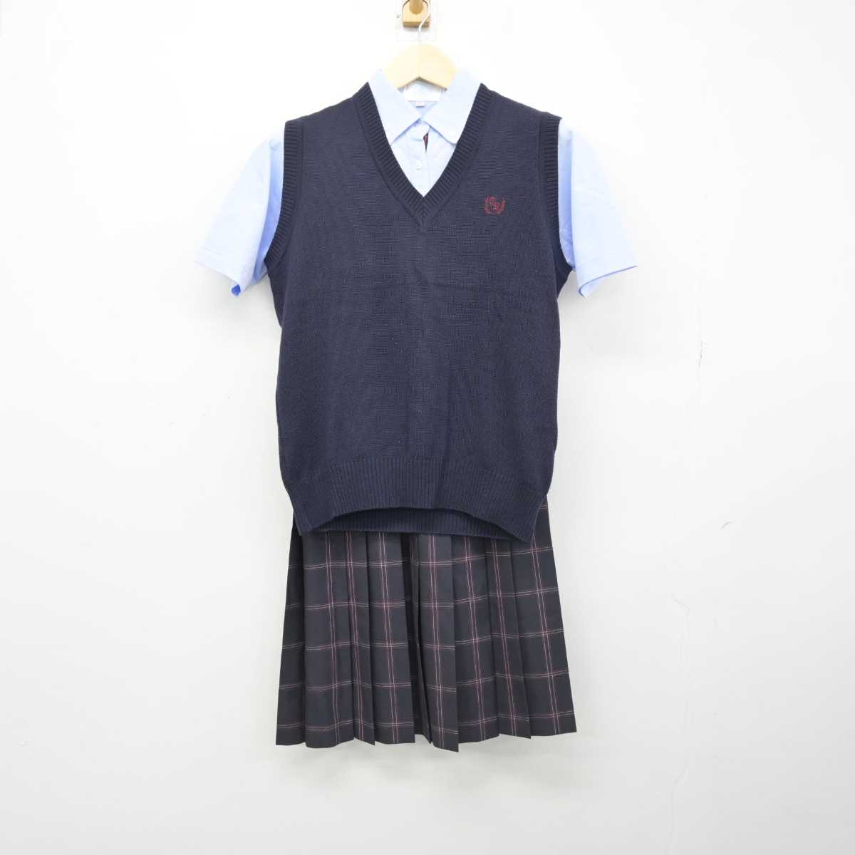 【中古】北海道 北海道札幌東陵高等学校 女子制服 3点 (シャツ・ニットベスト・スカート) sf051857