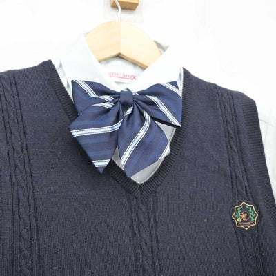 【中古】大阪府 浪速高等学校 女子制服 4点 (ニットベスト・シャツ・スカート) sf051920