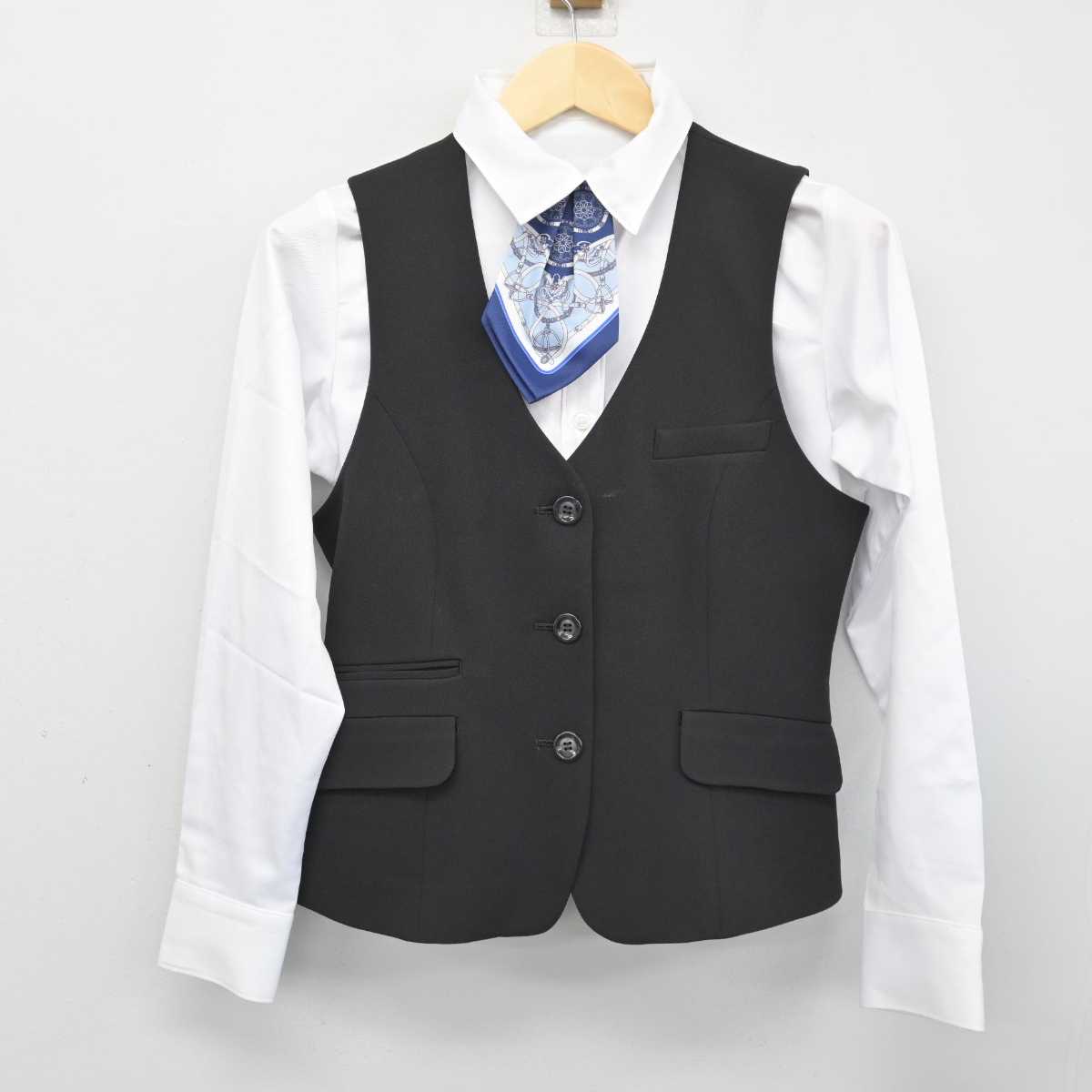 【中古】 事務服 女子制服 3点 (ベスト・シャツ) sf051952