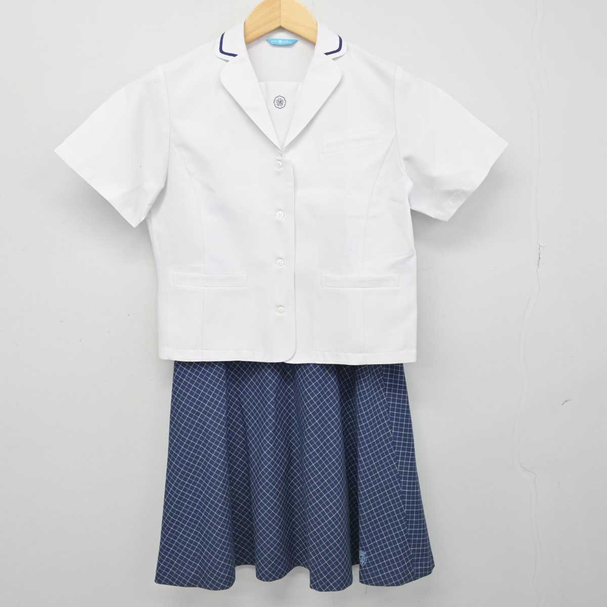 【中古】岡山県 ノートルダム清心女子高等学校 女子制服 3点 (シャツ・スカート) sf052003