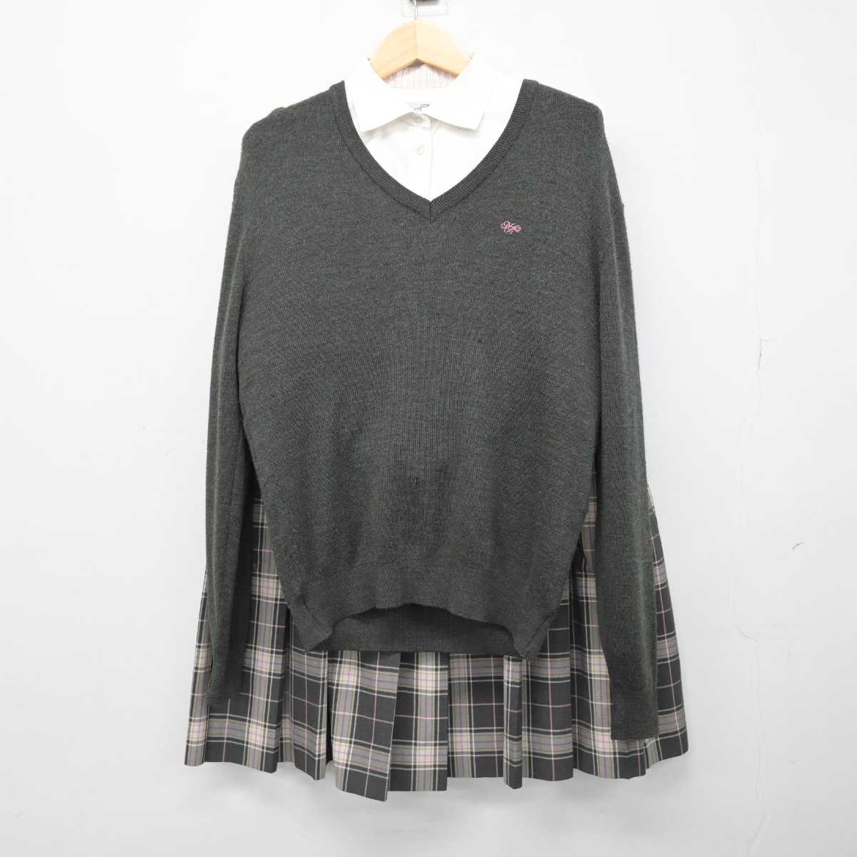 【中古】奈良県 奈良文化高等学校 女子制服 4点 (ブレザー・シャツ・ニット・スカート) sf052034