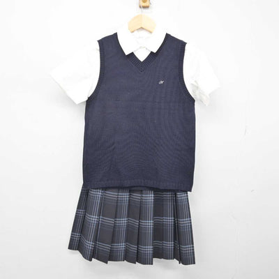 【中古】福岡県 中村学園女子高等学校 女子制服 3点 (ニットベスト・シャツ・スカート) sf052120