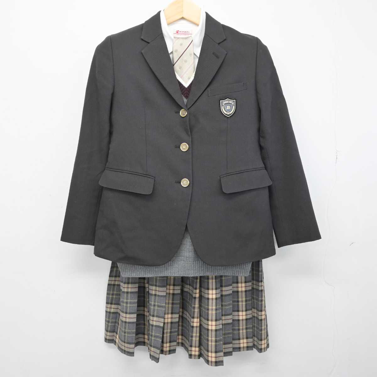 【中古】大阪府 大商学園高等学校 女子制服 5点 (ブレザー・シャツ・ニット・スカート) sf052141