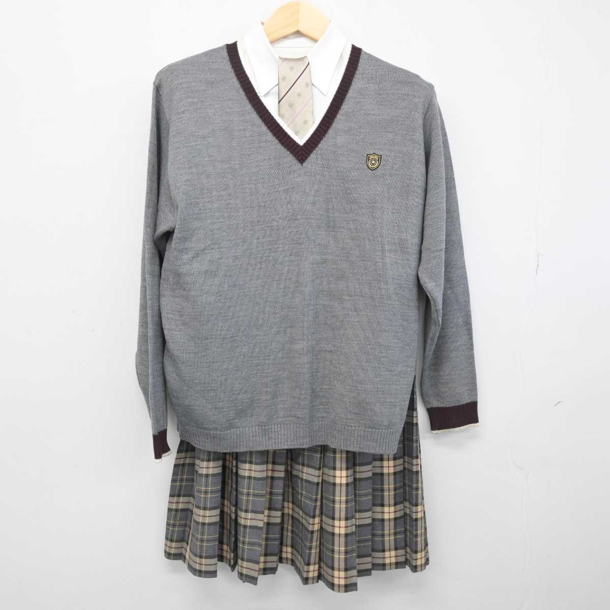 【中古】大阪府 大商学園高等学校 女子制服 5点 (ブレザー・シャツ・ニット・スカート) sf052141