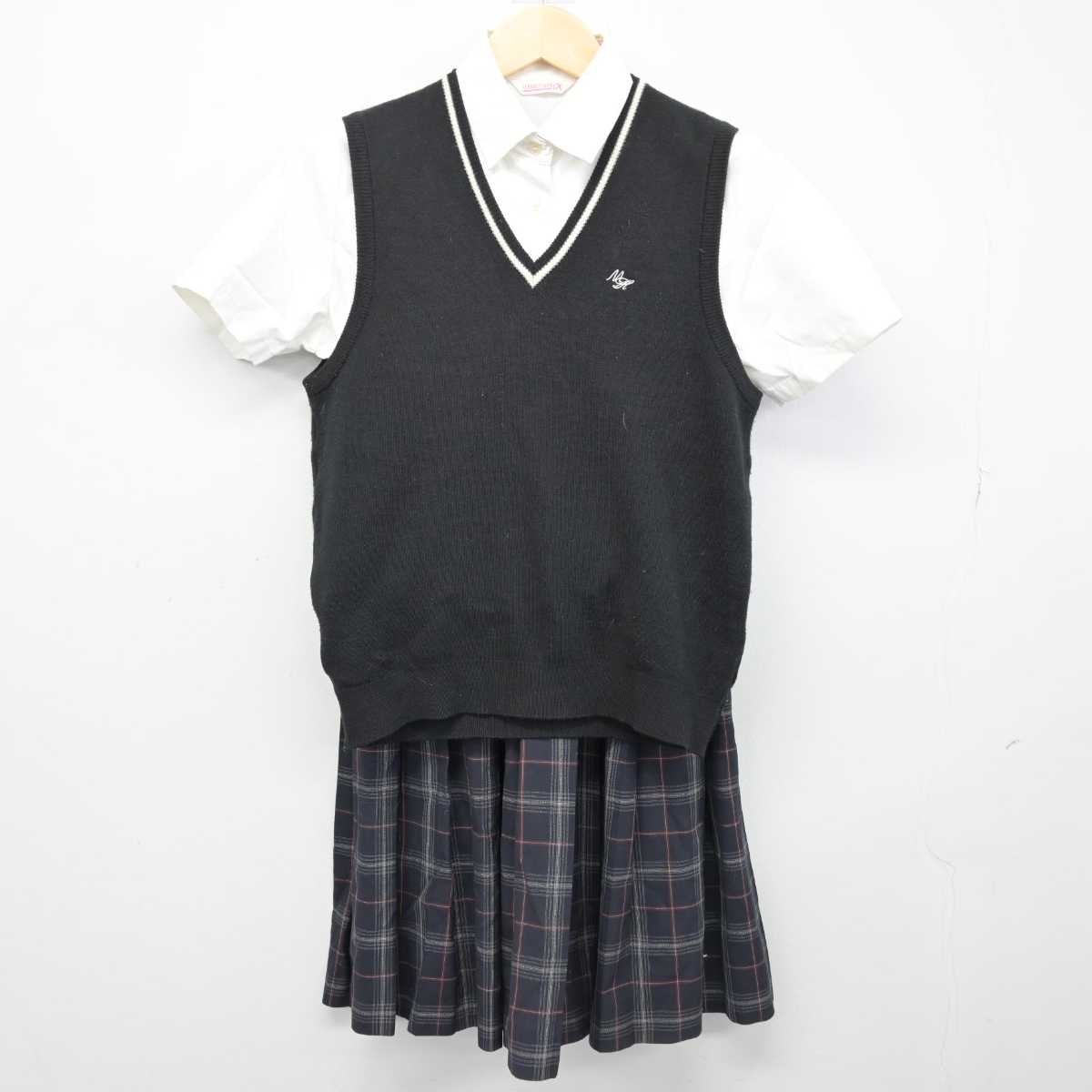 【中古】大阪府 守口東高等学校 女子制服 3点 (シャツ・ニットベスト・スカート) sf052345