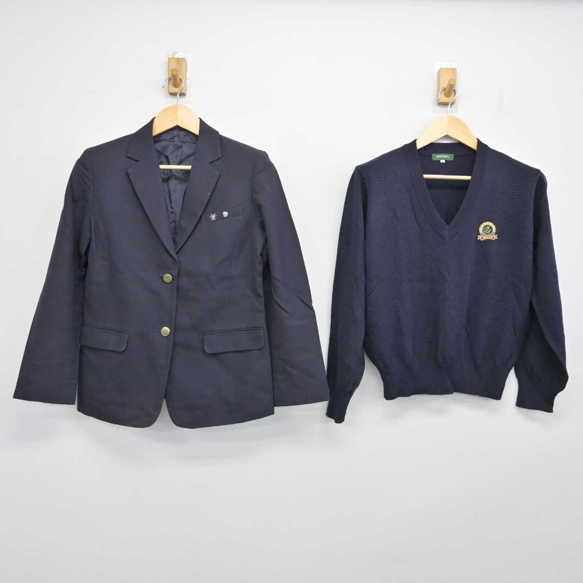 【中古】千葉県 船橋旭高等学校 女子制服 2点 (ブレザー・ニット) sf052348