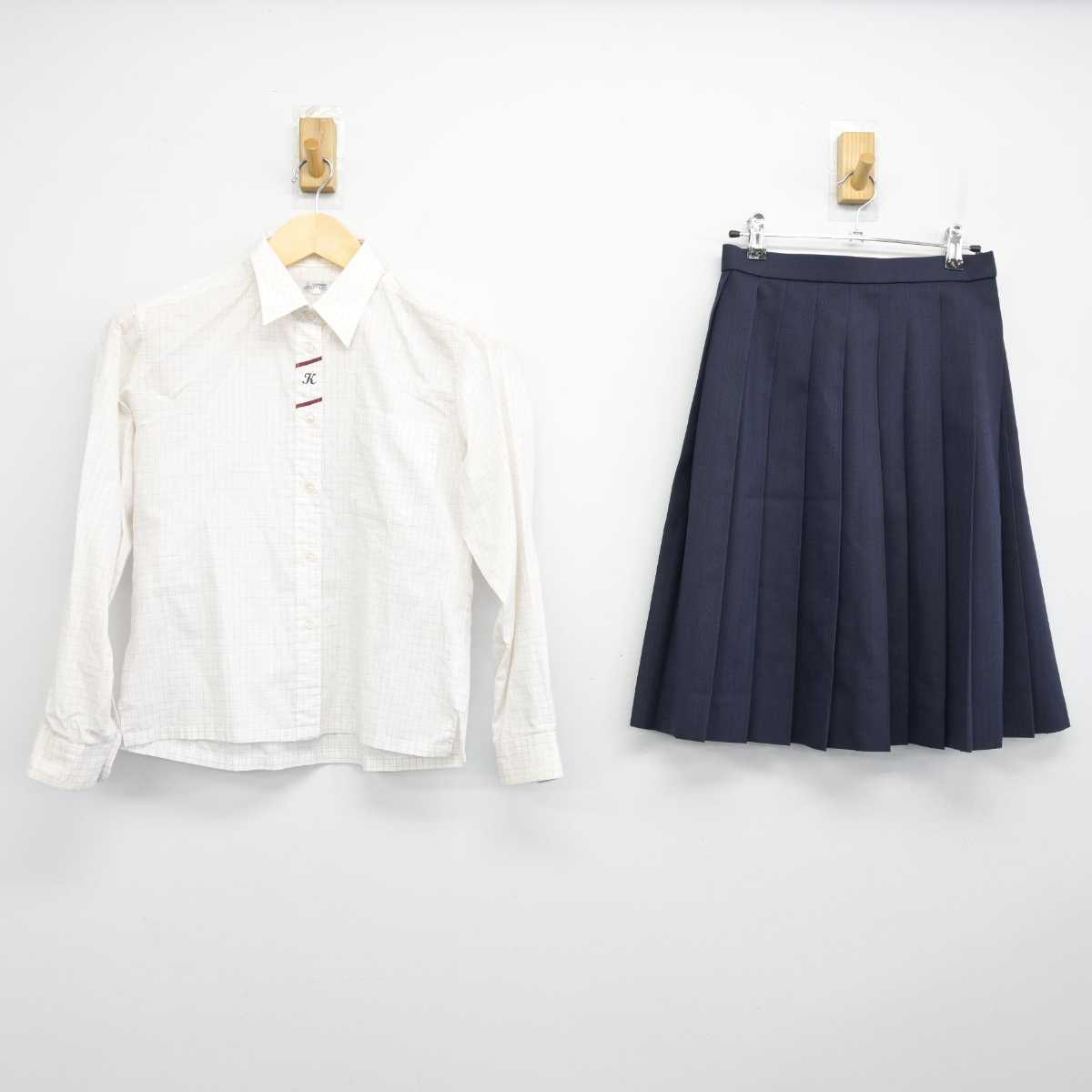 【中古】徳島県 川島中学校 女子制服 2点 (シャツ・スカート) sf052358