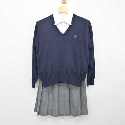 【中古】東京都 明治大学付属中野八王子中学高等学校 女子制服 3点 (ニット・シャツ・スカート) sf052383