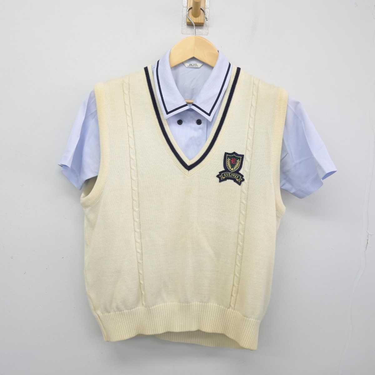 【中古】千葉県 千葉黎明高等学校 女子制服 2点 (ニットベスト・シャツ) sf052395