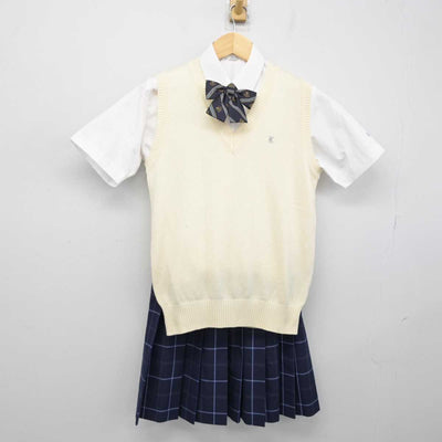 【中古】東京都 駒込中学校・高等学校 女子制服 4点 (ニットベスト・シャツ・スカート) sf052404