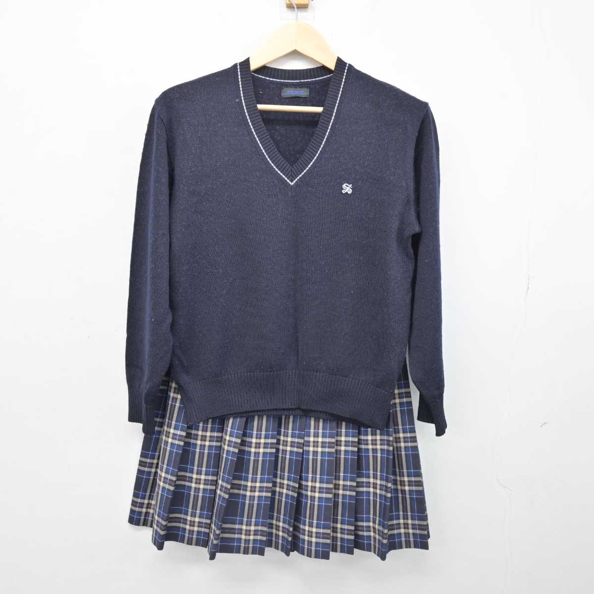 【中古】埼玉県 西武台高等学校 女子制服 3点 (ニット・スカート) sf052433